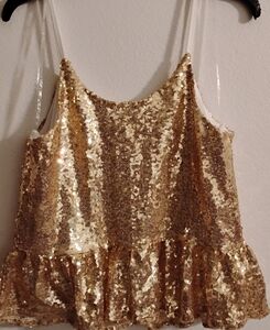 No Boundaries Gold Sequin Tank Top